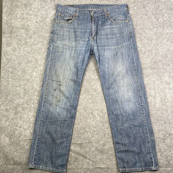 Levi 569 Jeans Men's 34x32 Blue Straight Leg Light Wash Classic Denim Baggy - Picture 1 of 10